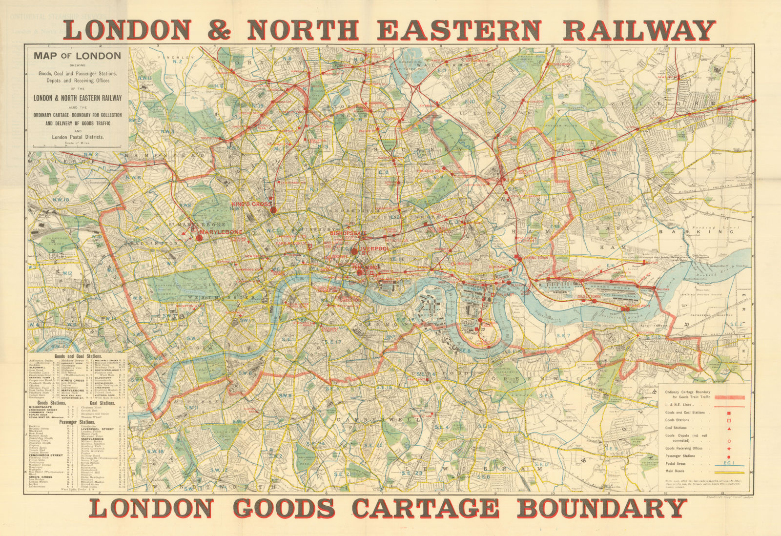 London & North Eastern Railway. London Goods Cartage Boundary c1925 old map